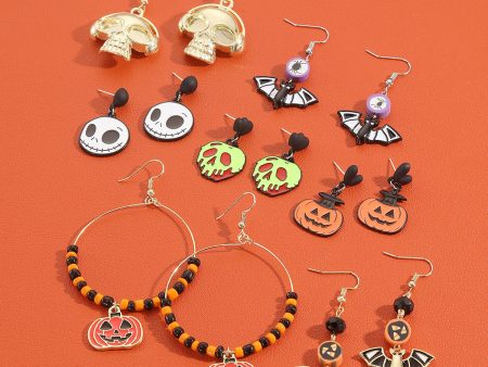 Wholesale Halloween Pumpkin Bat Skull Earrings Set on Sale