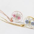 Wholesale 6pcs Rose Gold Forget-me-not Dried Flower Transparent Resin Necklace For Discount