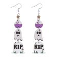 Wholesale Halloween Gothic Style Cute Ghost Tassel Stitching Wooden Double-sided Earrings For Sale