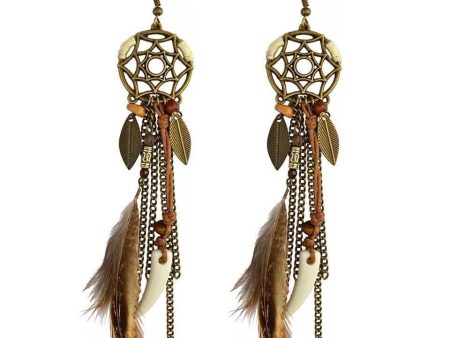 Wholesale Fashion Feather Large Exaggerated Long Retro Earrings Online Hot Sale