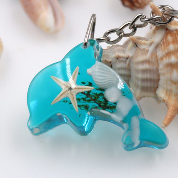 Wholesale 6pcs Ocean Series AB Glue Dolphin Keychain on Sale