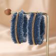 Wholesale Exaggerated Fashionable Atmosphere High-grade Denim Tassel Chain Bohemian Style Denim Earrings Cheap