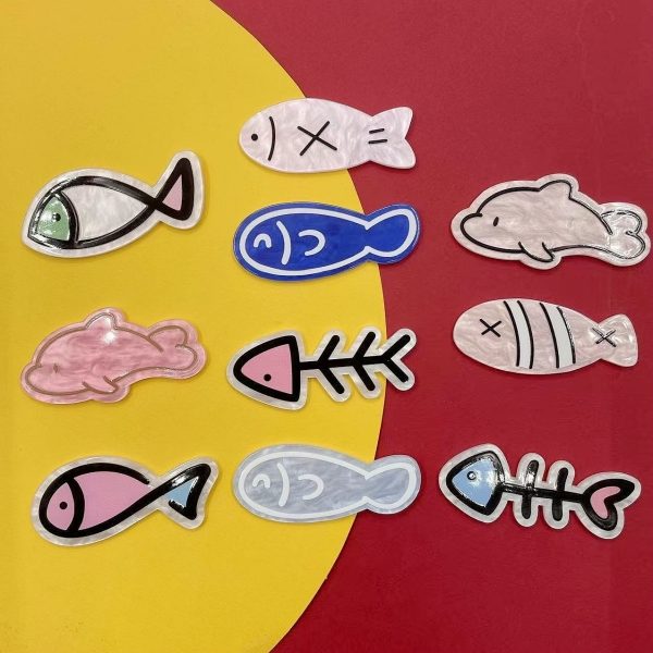 Wholesale 5pcs Cartoon Fish Acrylic FlatBack Cute Accessories For Cheap