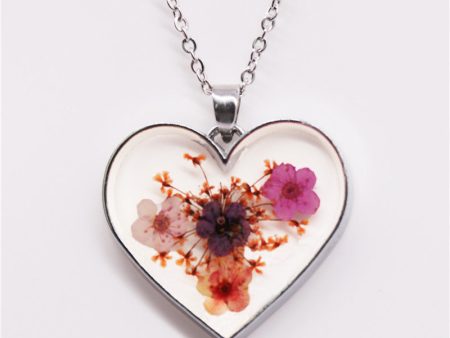 Wholesale 6pcs Resin Dried Flower Stainless Steel Necklace Supply