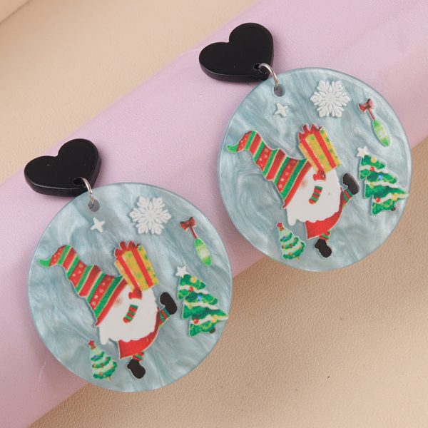 Wholesale Christmas Series Geometric Round Santa Claus Elk Snowman Earrings Cheap