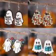 Wholesale Halloween Gothic Style Cute Ghost Flower Book Pocket Ghost Pendant Wooden Double-sided Earrings For Cheap