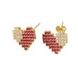 Wholesale Love Heart Copper Plated Real Gold Full Zircon Earrings Fashion