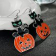 Wholesale Halloween Personalized Creative Black Cat Pumpkin Earrings on Sale