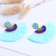 Wholesale Handwoven Color Block Rice Beads Exaggerated Raffia Earrings For Sale