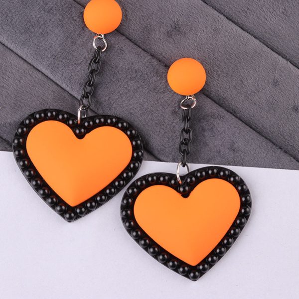 Wholesale Retro 3D Colorful Heart Acrylic Earrings For Cheap