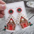 Wholesale Christmas Tree Style Exaggerated Pure Handmade Beaded Rice Bead Earrings For Discount