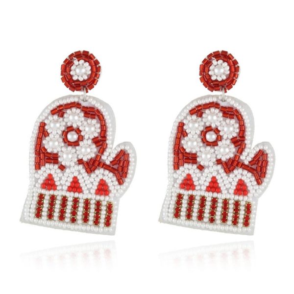 Wholesale Christmas Rice Beads Handmade Christmas Tree Old Man Snowflake Felt Earrings on Sale