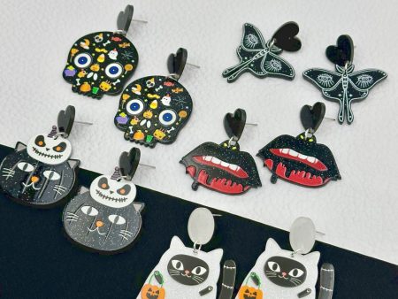 Wholesale Halloween Ghost Pumpkin Cartoon Animal Acrylic Earrings Online