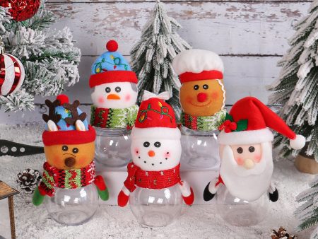 Wholesale Christmas Cute Children s Transparent Plastic Doll Candy Jar on Sale