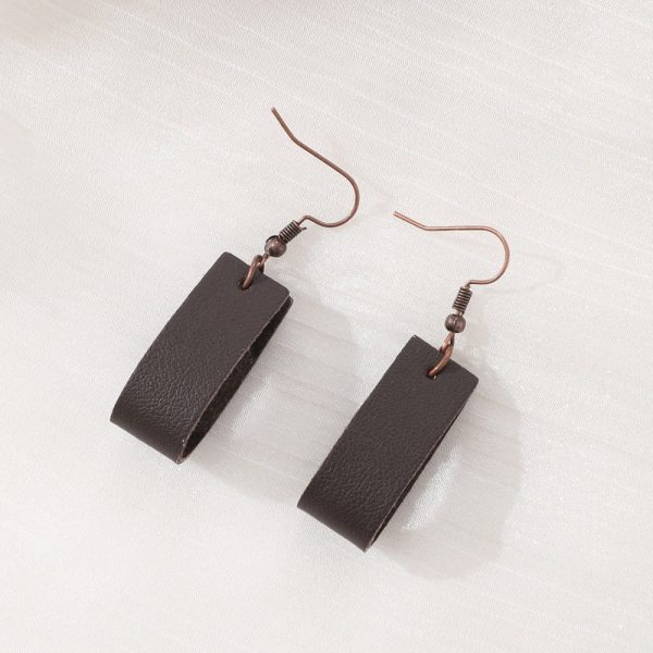 Wholesale Rectangular Lychee Pattern Leather Earrings For Cheap