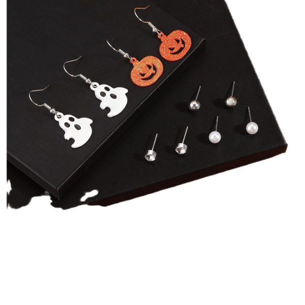 Wholesale Halloween 6 Pairs of Spider Web Pumpkin Ghost Earrings Hot on Sale