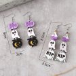 Wholesale Halloween Gothic Style Cute Ghost Tassel Stitching Wooden Double-sided Earrings For Sale