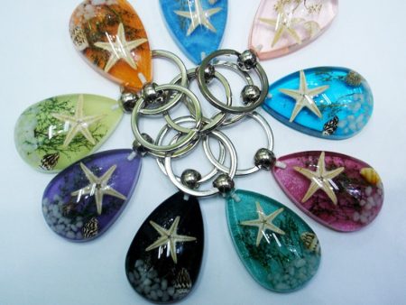 Wholesale 12pcs Natural Starfish Amber Keychain Hot on Sale