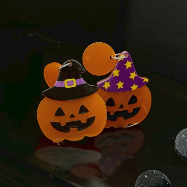 Wholesale Halloween Hollow Cartoon Ghost Pumpkin Cat Acrylic Earrings Hot on Sale