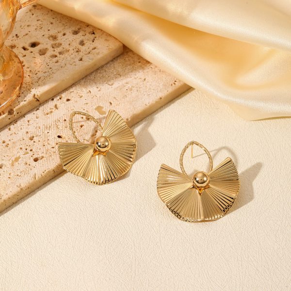 Wholesale Exaggerated Geometric Pleated Fan-shaped Large Earrings For Sale