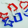 Wholesale 2Pairs pack Independence Day 3D Rotating Mirror Love Five-pointed Star Earrings Online now