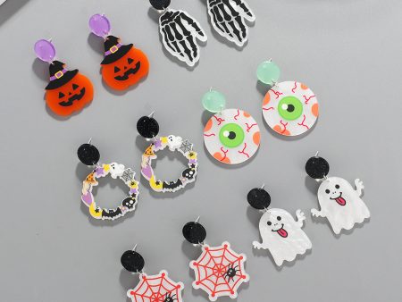 Wholesale S925 Silver Needle Halloween Series Graffiti Earrings Supply