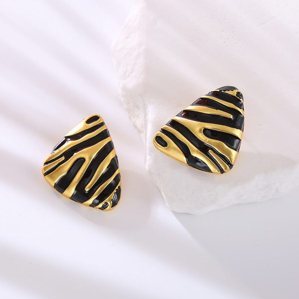 Wholesale Medieval Geometric Triangle Retro Zebra Pattern Earrings For Discount