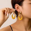 Wholesale Fashion Color Spray Paint Geometric Oval Hollow Double Layer Long Earrings Cheap