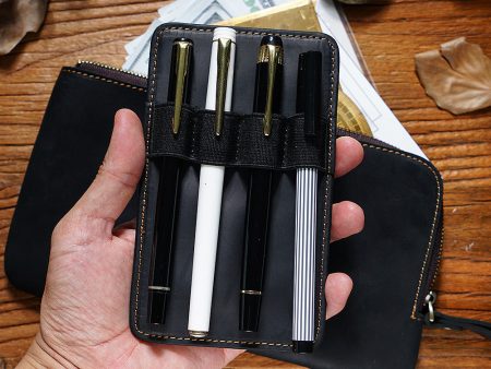 Wholesale Cowhide Zipper Crazy Horse Leather Multi-functional Zipper Pencil Case Online