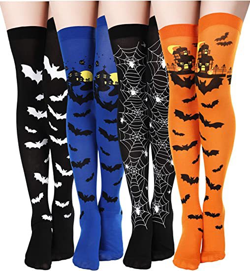 Wholesale Halloween Orange Bat Skeleton Socks Online Hot Sale