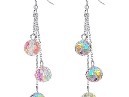 Wholesale Sparkling Disco Girl Party Dance Colorful Glass Crystal 925 Sterling Silver Hypoallergenic Earrings on Sale