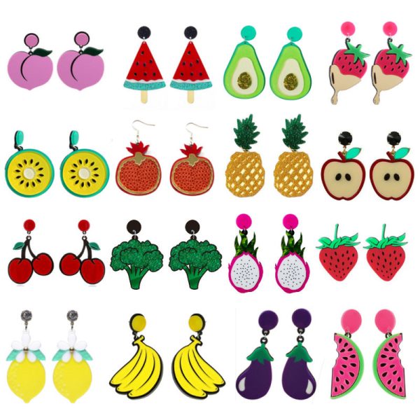 Wholesale Fruit and Vegetable Series Acrylic Earrings Online Sale