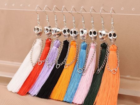 Wholesale Halloween Skull Tassel Multicolor Earrings Sale