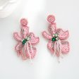 Wholesale Bohemian Handmade Fabric Rice Beads Wine Bottle Flower Earrings Sale