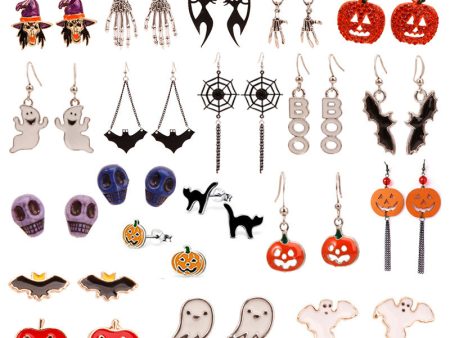 Wholesale Halloween Horror Ghost Bat Spider Skull Earrings Fashion