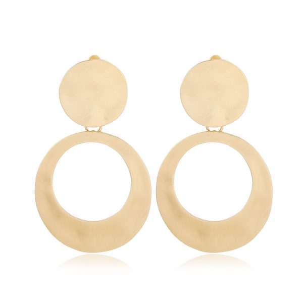 Wholesale Fashion Exaggerated Alloy Geometric Electroplated Matt Gold Clip Earrings Hot on Sale