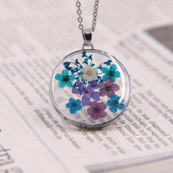 Wholesale 6pcs Pressed Real Flower Pendant Necklace on Sale