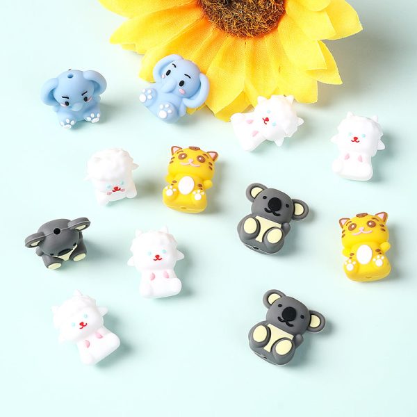 Wholesale 20pcs Cartoon 3D Cute Animals Silicone Beads Sale