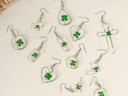 Wholesale 10pcs Four-leaf Clover Natural Specimen Earrings Sale