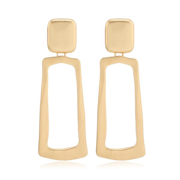 Wholesale Fashion Exaggerated Alloy Geometric Electroplated Matt Gold Clip Earrings Hot on Sale