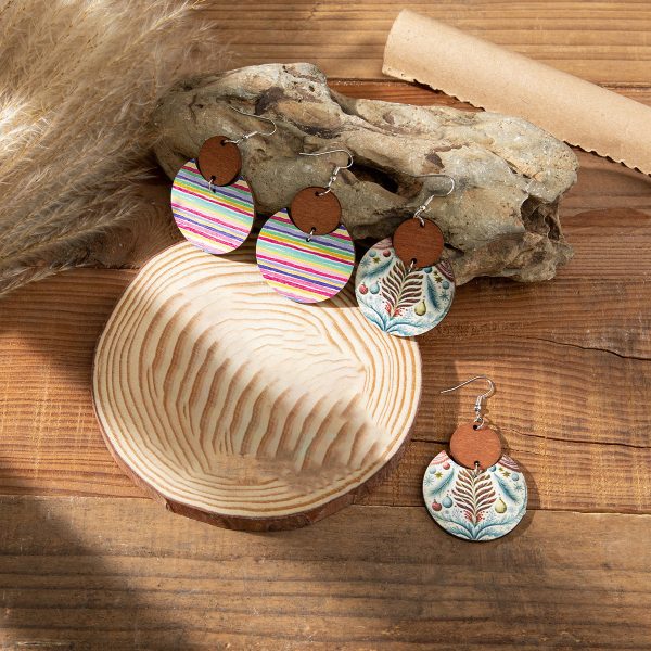 Wholesale Exaggerated Boho Wooden Round Earrings For Sale