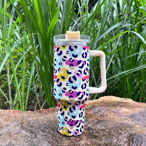 Wholesale Colorful Leopard Print 40oz First Generation Handle Ice Cup Cheap