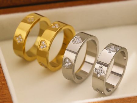 Wholesale All-match Love Heart Diamond Titanium Steel Ring on Sale