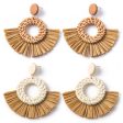 Wholesale Hand-woven Geometric Rattan Raffia Fan Earrings For Cheap