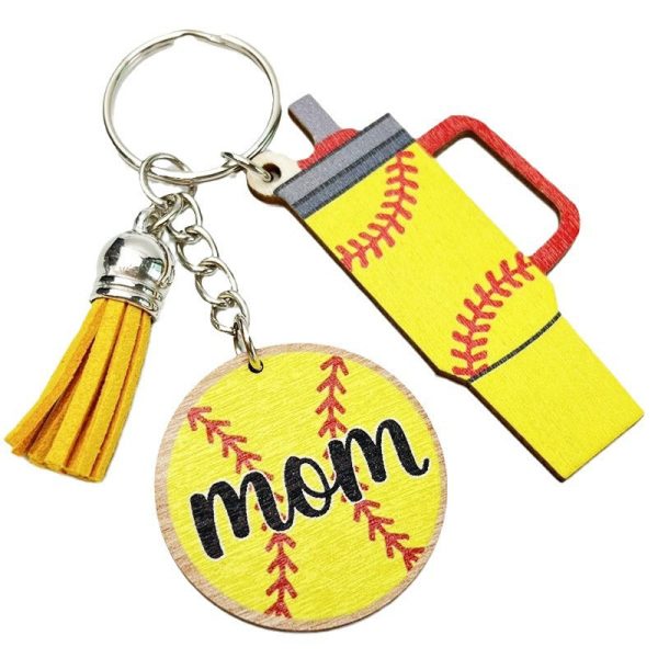 Wholesale 2pcs Sports Mother s Day Football Basketball Tassel Keychain Online Sale