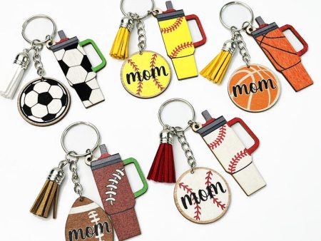 Wholesale 2pcs Sports Mother s Day Football Basketball Tassel Keychain Online Sale