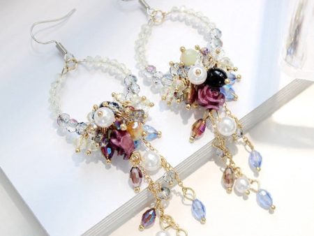 Wholesale Long Female Exaggerated Retro Crystal Streaming Earrings Hot on Sale