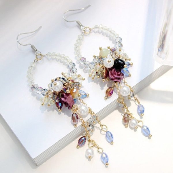 Wholesale Long Female Exaggerated Retro Crystal Streaming Earrings Hot on Sale