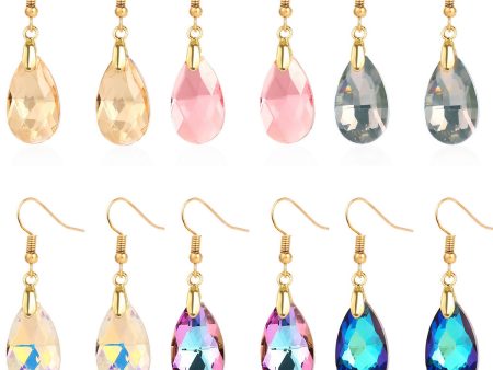 Wholesale Mother s Day Long Crystal Light Luxury High-end Colorful Crystal Water Drop Earrings Hot on Sale