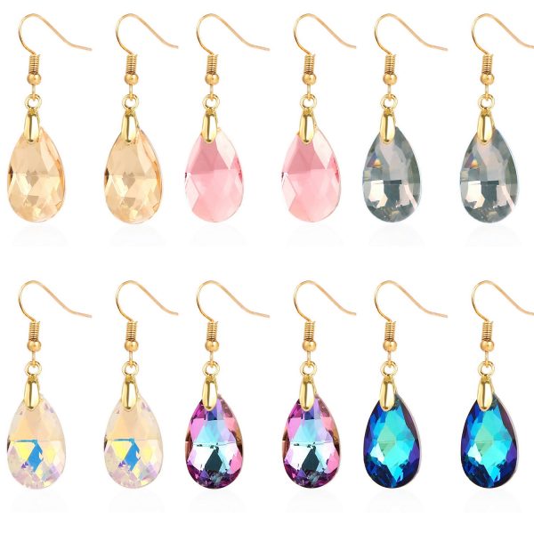 Wholesale Mother s Day Long Crystal Light Luxury High-end Colorful Crystal Water Drop Earrings Hot on Sale